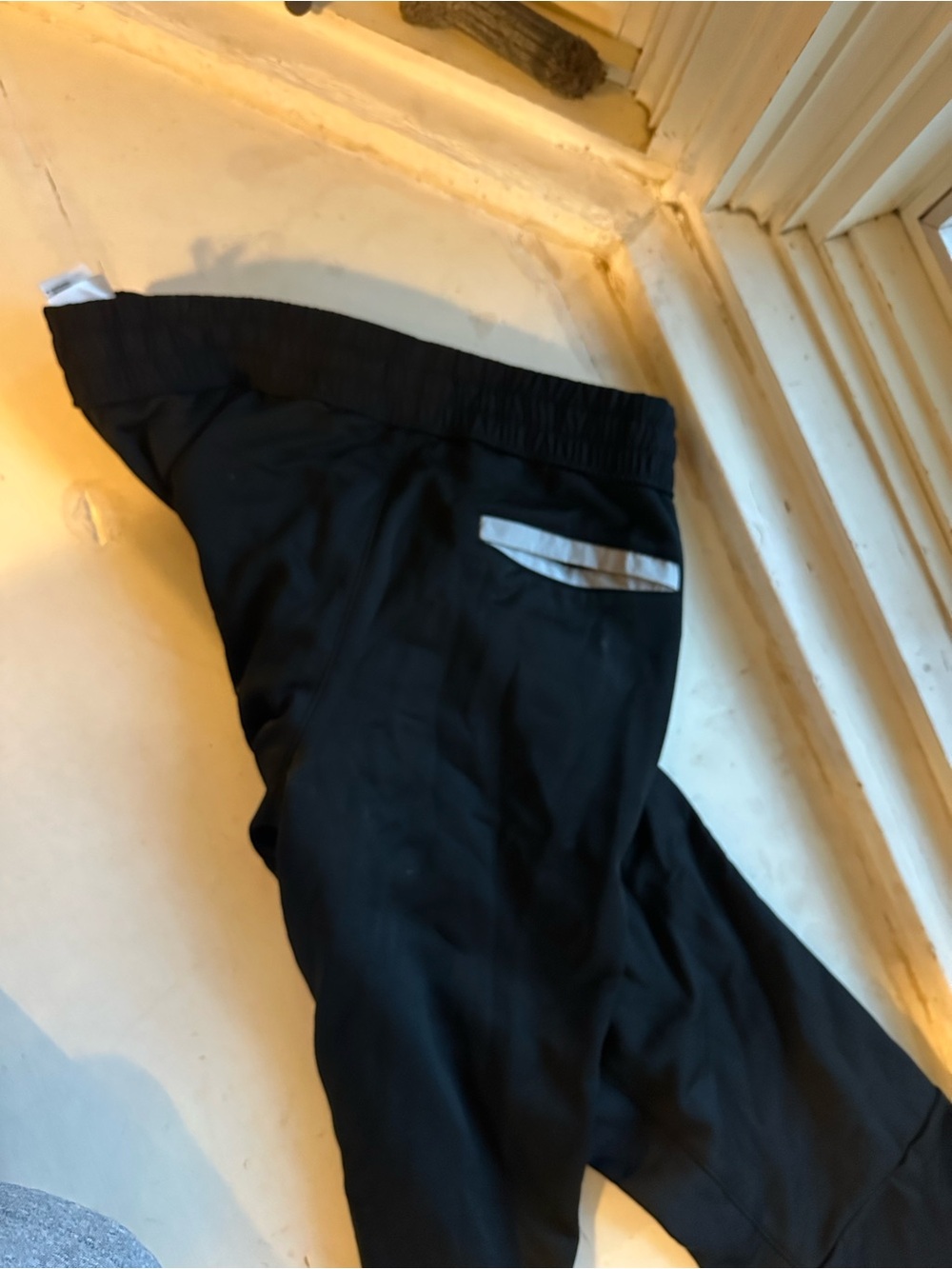 adidas Black Track Pants with White Pocket Trim